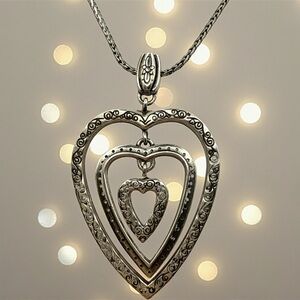 Brighton jewel L amore reversible necklace triple swinging heart 18 inches sale